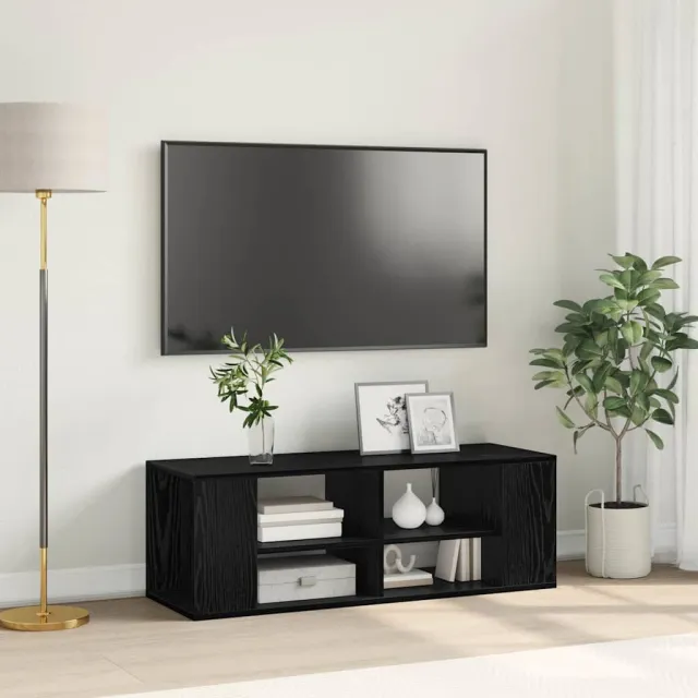 vidaXL Tv-meubelset 102 x 35 x 35 cm Zwart Eiken Bewerkt hout
