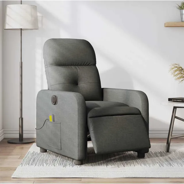 vidaXL Massagestoel elektrisch verstelbaar stof donkergrijs grijs