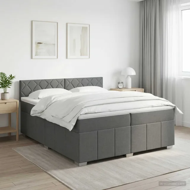 vidaXL Boxspringbed met matras Donkergrijs 200 x 200 cm Stof