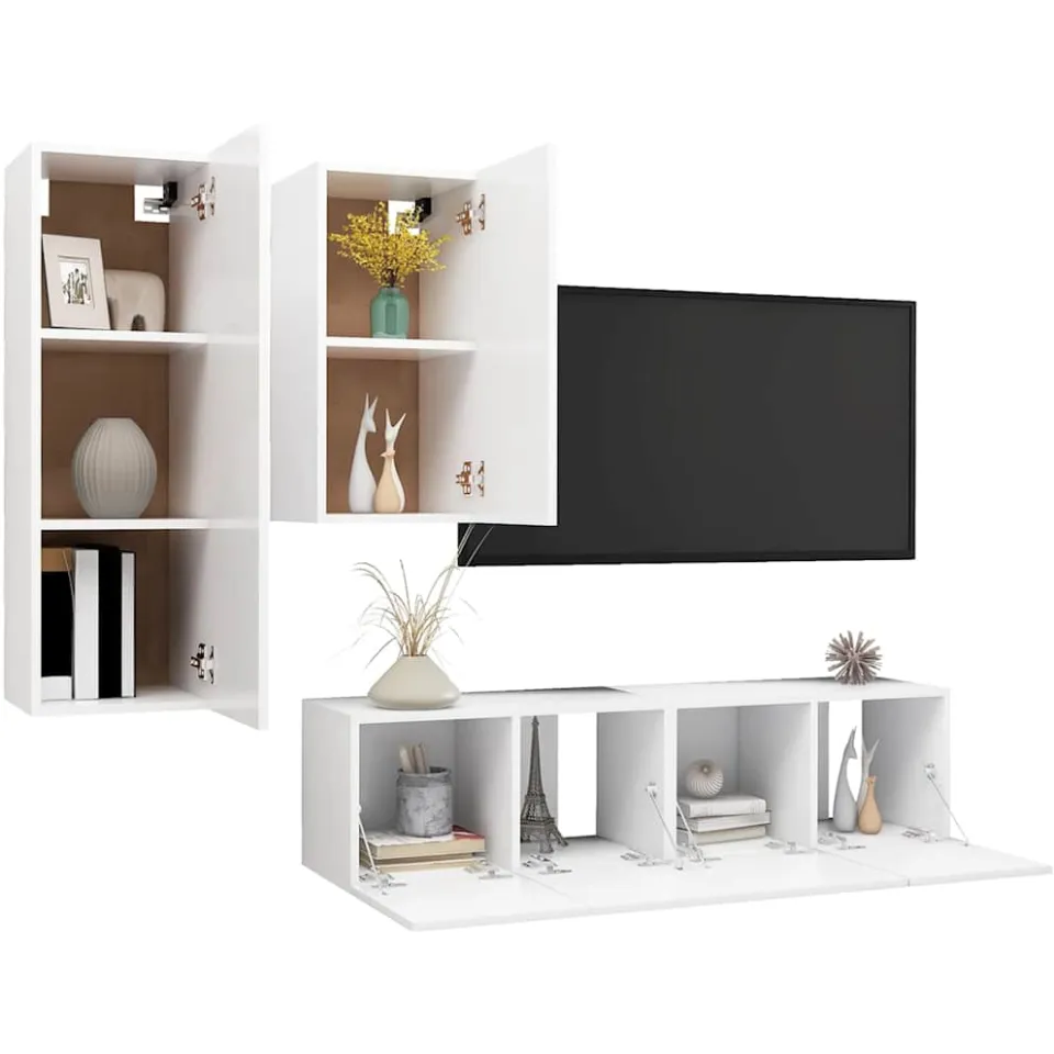vidaXL 4-delige Tv-meubelset bewerkt hout wit, foto 3