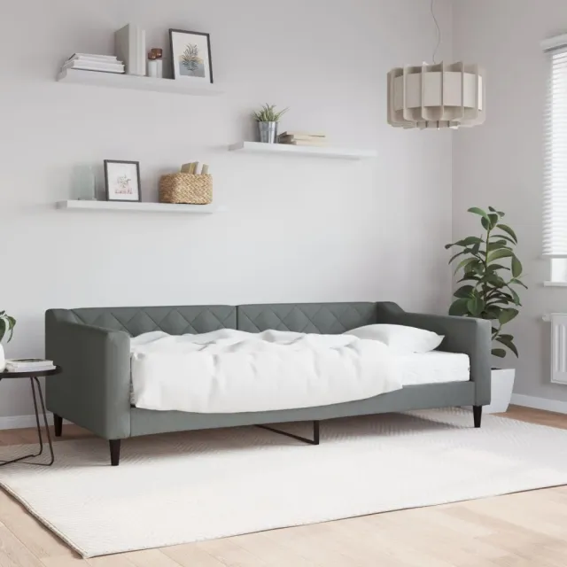 vidaXL Slaapbank met matras 90x200 cm stof donkergrijs