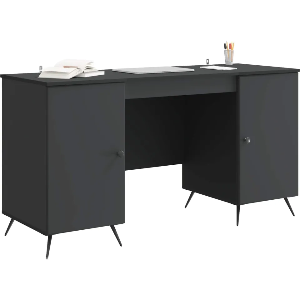 vidaXL Bureau Zwart 142,5 x 50 x 75 cm Bewerkt hout