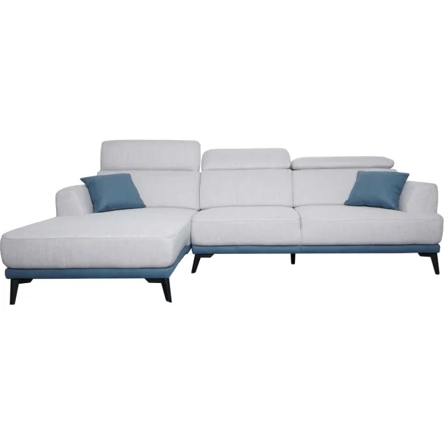 MCW Sofa MCW-G44, hoekbank L-vorm 3-zits, ligvlak Nosagvering pocketvering kern verstelbaar 277cm ~ links, lichtgrijs
