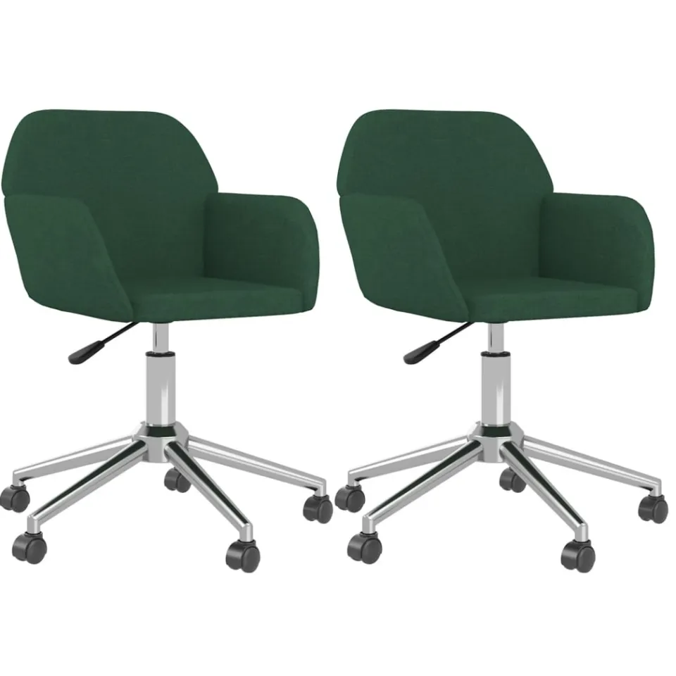 vidaXL Eetkamerstoelen draaibaar 2 st stof donkergroen groen, foto 3