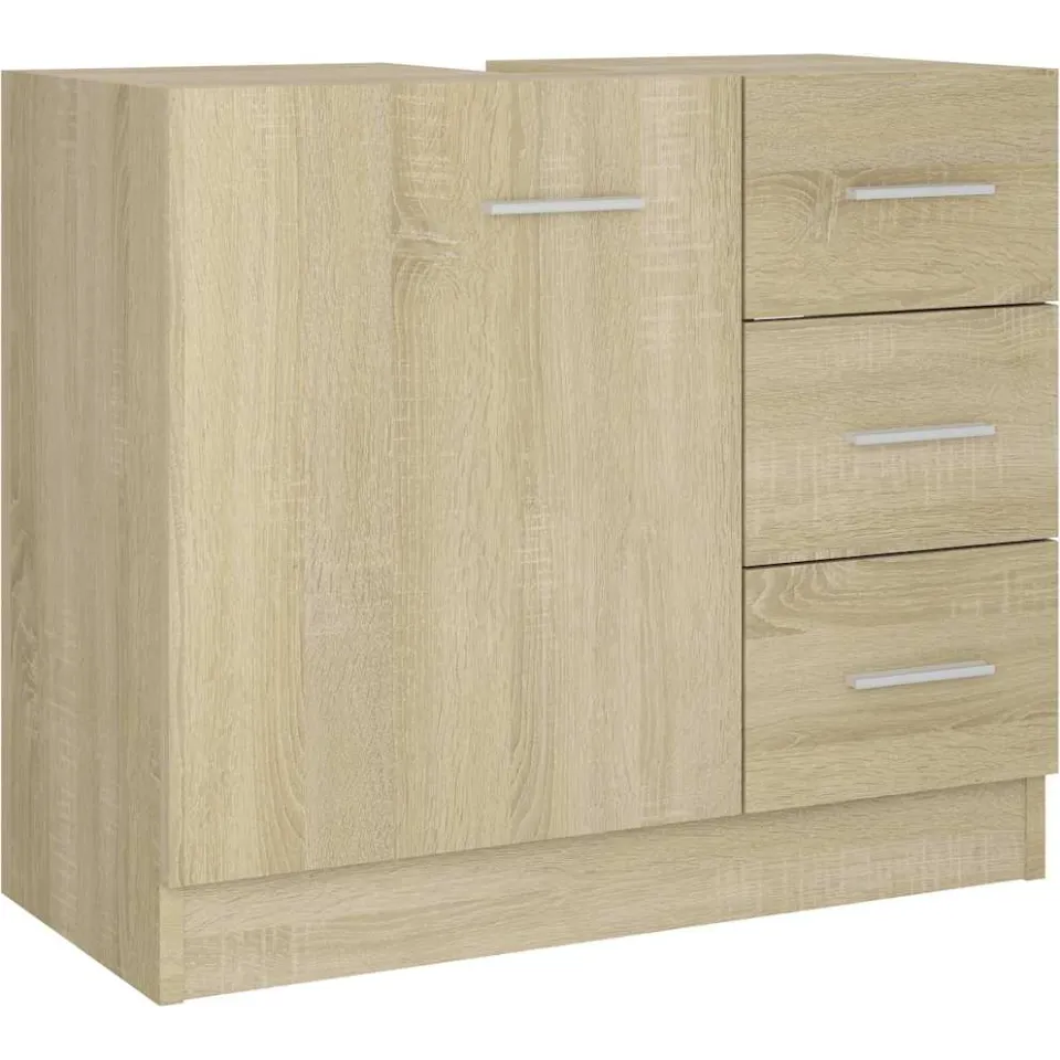 vidaXL Wastafelkast 63x30x54 cm bewerkt hout sonoma eikenkleurig Bruin