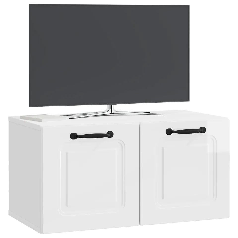 vidaXL Wandbeugel TV-kast Hoogglans Wit 59,5 x 31 x 30 cm Bewerkt hout, foto 3