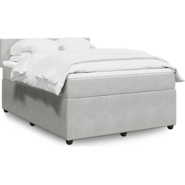 vidaXL Boxspring met matras fluweel lichtgrijs 160x200 cm grijs