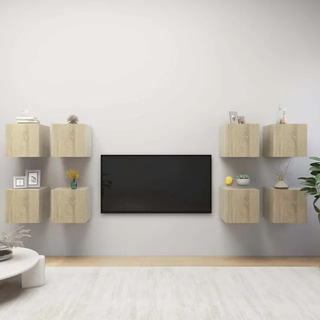 vidaXL Tv-wandmeubelen 8 st 30,5x30x30 cm sonoma eikenkleurig Bruin