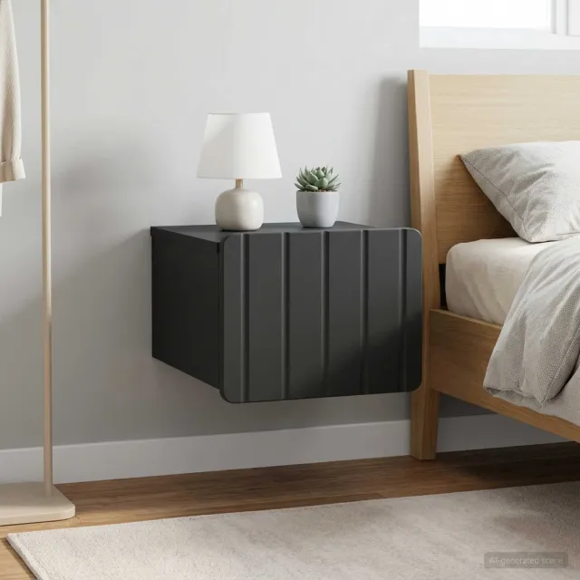 vidaXL Wandbeugel Bedkast 2 st Zwart 33 x 34,5 x 24 cm Bewerkt hout, foto 2
