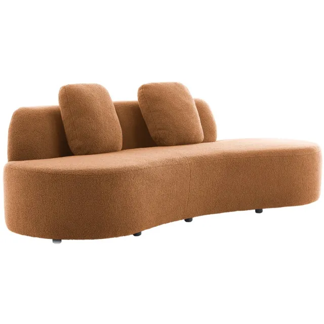sweeek 3-zits organische komma bank in boucléstof l 232 x b 97 x h 68cm Camel