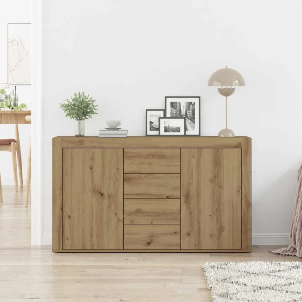 vidaXL Dressoir Artisan Eiken 120 x 36 x 69 cm Bewerkt hout, foto 3