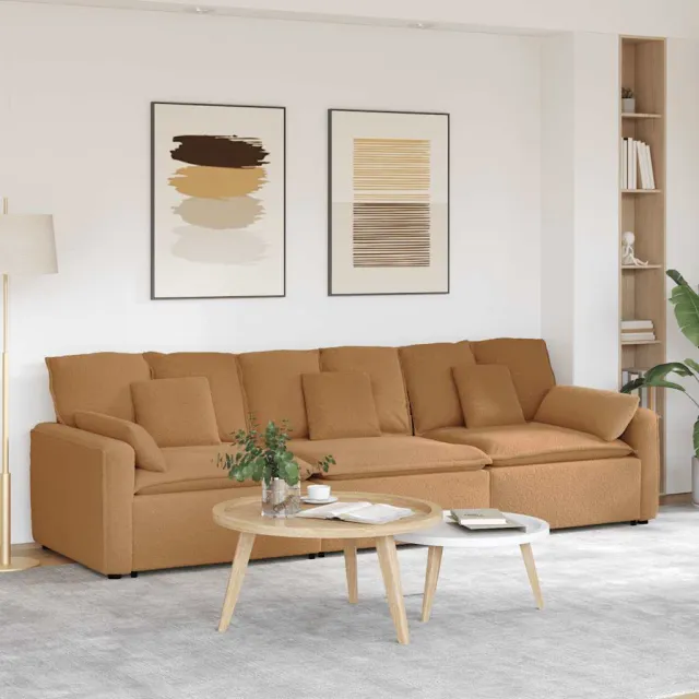 vidaXL Modulaire bank met kussens beige