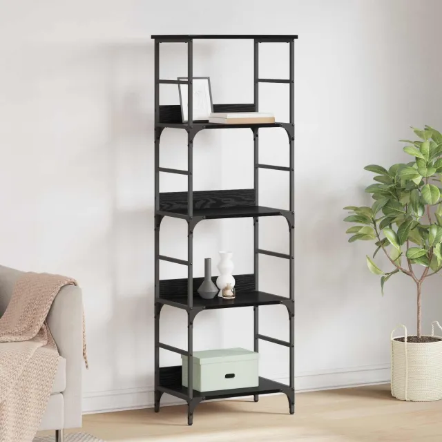 vidaXL Boekenkast 4-laags 50 x 33 x 153 cm Bewerkt hout Zwart Eiken