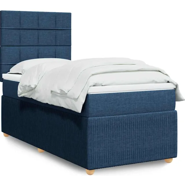 vidaXL Boxspring met matras stof blauw 80x200 cm
