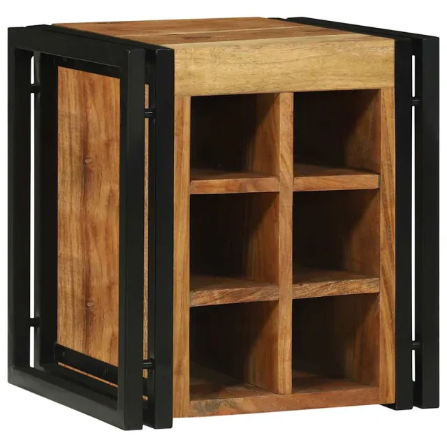 vidaXL Wijnrek Bruin en zwart 35 x 35 x 39 cm Massief Acaciahout