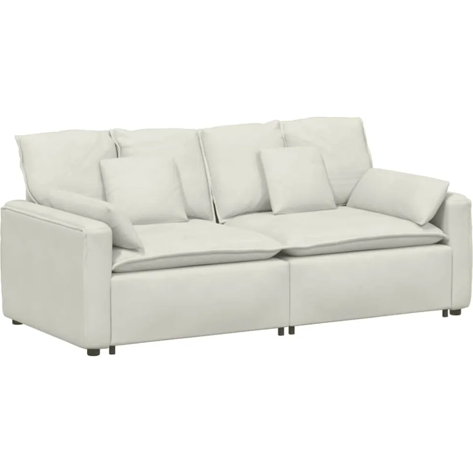 vidaXL Modulaire bank met kussens crèmekleurig, foto 4