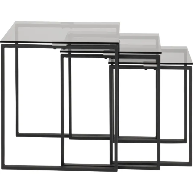 Actona Kamma salontafel bijzettafels set met 3 stk grijs.