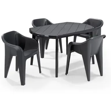 Jardin Tuintafel Elise Ovaal Kunststof Grafiet 137x90cm antraciet, foto 2