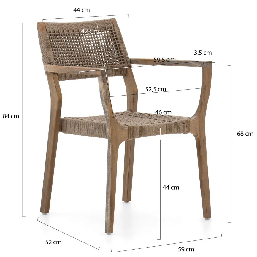 ROUGH Furniture ROUGH-L Rope dining tuinstoel stapelbaar grijs, foto 3