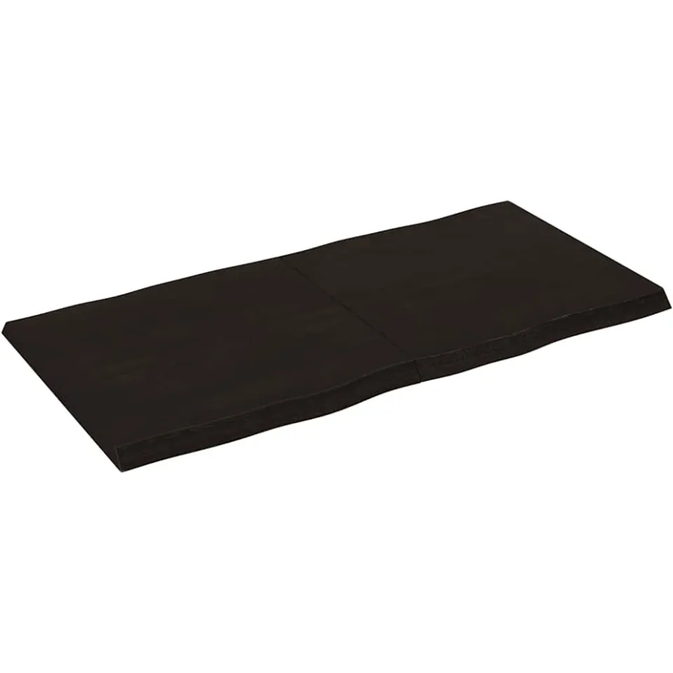 vidaXL Tafelblad natuurlijke rand 120x60x(2-4)cm eikenhout donkerbruin, foto 2