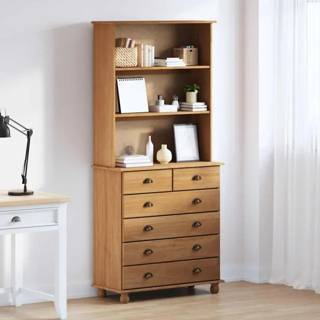 vidaXL Hutch ASKIM Honing Wax 91 x 40 x 200,5 cm Massief grenenhout bruin, foto 2