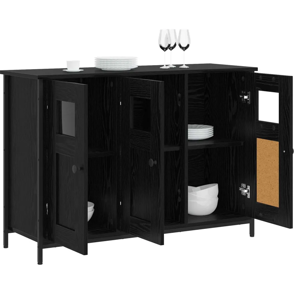 vidaXL Dressoir Zwart eiken 100 x 35 x 70 cm Bewerkt hout