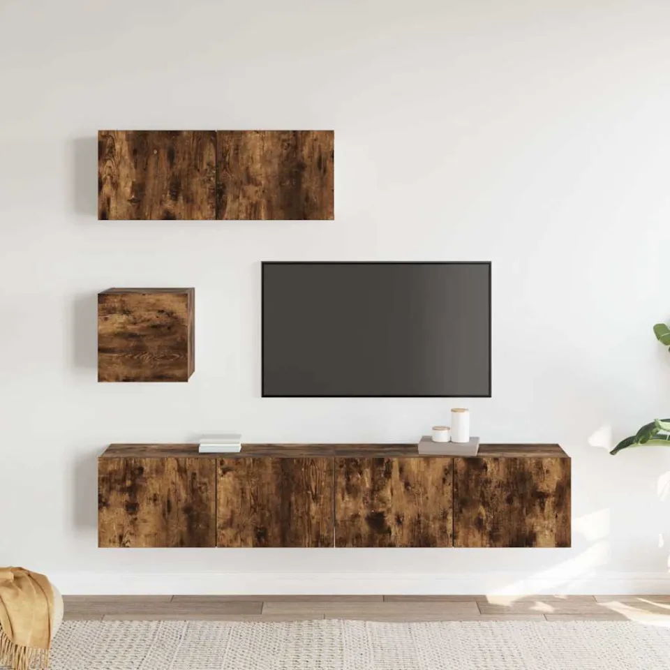 vidaXL 4-delige Tv-meubelset bewerkt hout gerookt eikenkleurig, foto 3