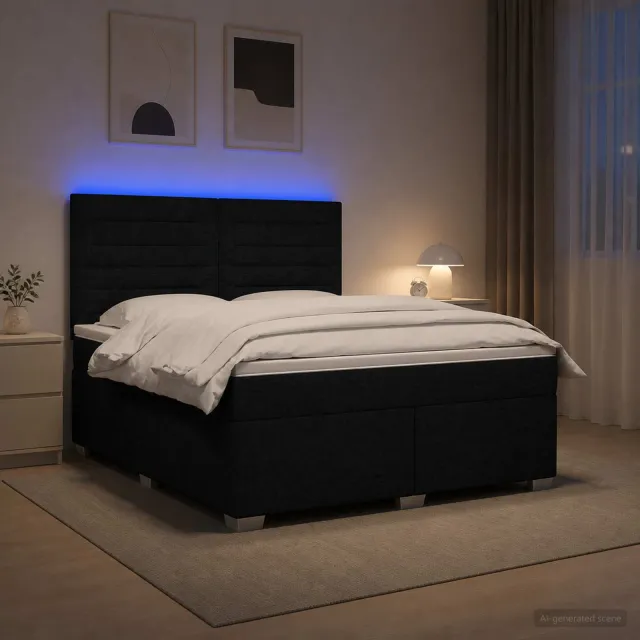 vidaXL Boxspringbed met matras met hoofdeinde Zwart 140 x 190 cm Stof