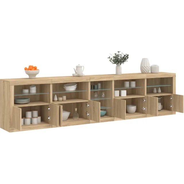 vidaXL Dressoir met LED-verlichting 283x37x67 cm sonoma eikenkleurig, foto 2