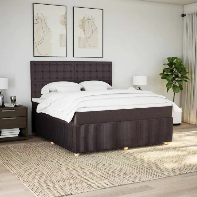 vidaXL Boxspring met matras stof donkerbruin 180x200 cm bruin