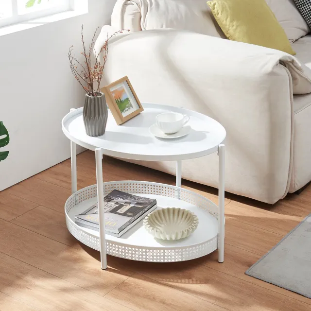 Salontafel Jäller ovaal 66x51x44 cm wit [en.casa]