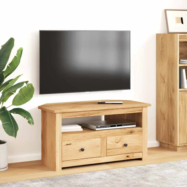 vidaXL Tv-hoekkast Panama Range 93x49x49 cm massief grenenhout Bruin