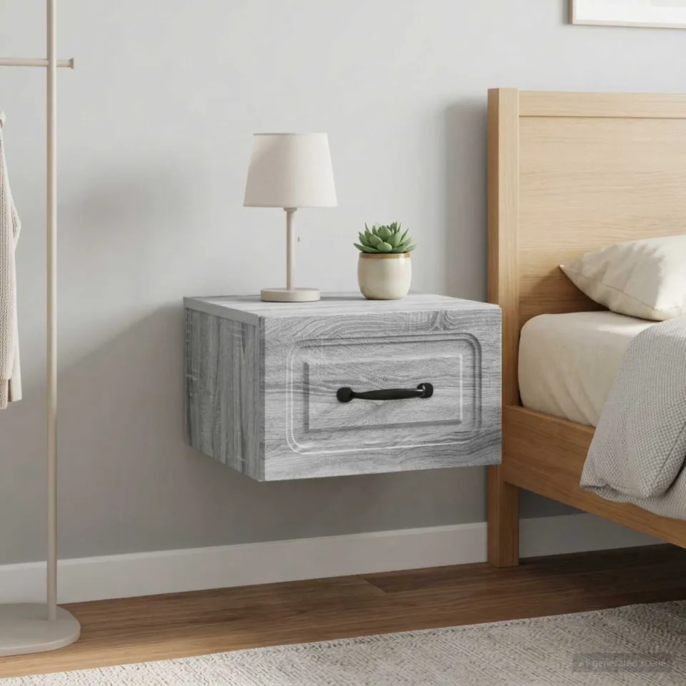 vidaXL Wandbeugel Bedkast 2 st Grijs sonoma 34,5 x 33 x 20 cm, foto 4
