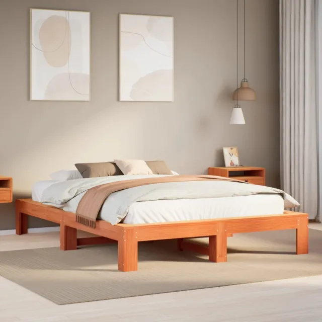 vidaXL Bedframe zonder matras massief grenenhout wasbruin 150x200 cm bruin