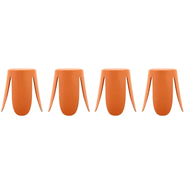 sweeek Set van 4 stapelbare krukken in kunstleer, niki ø30 / 44 x h46cm oranje