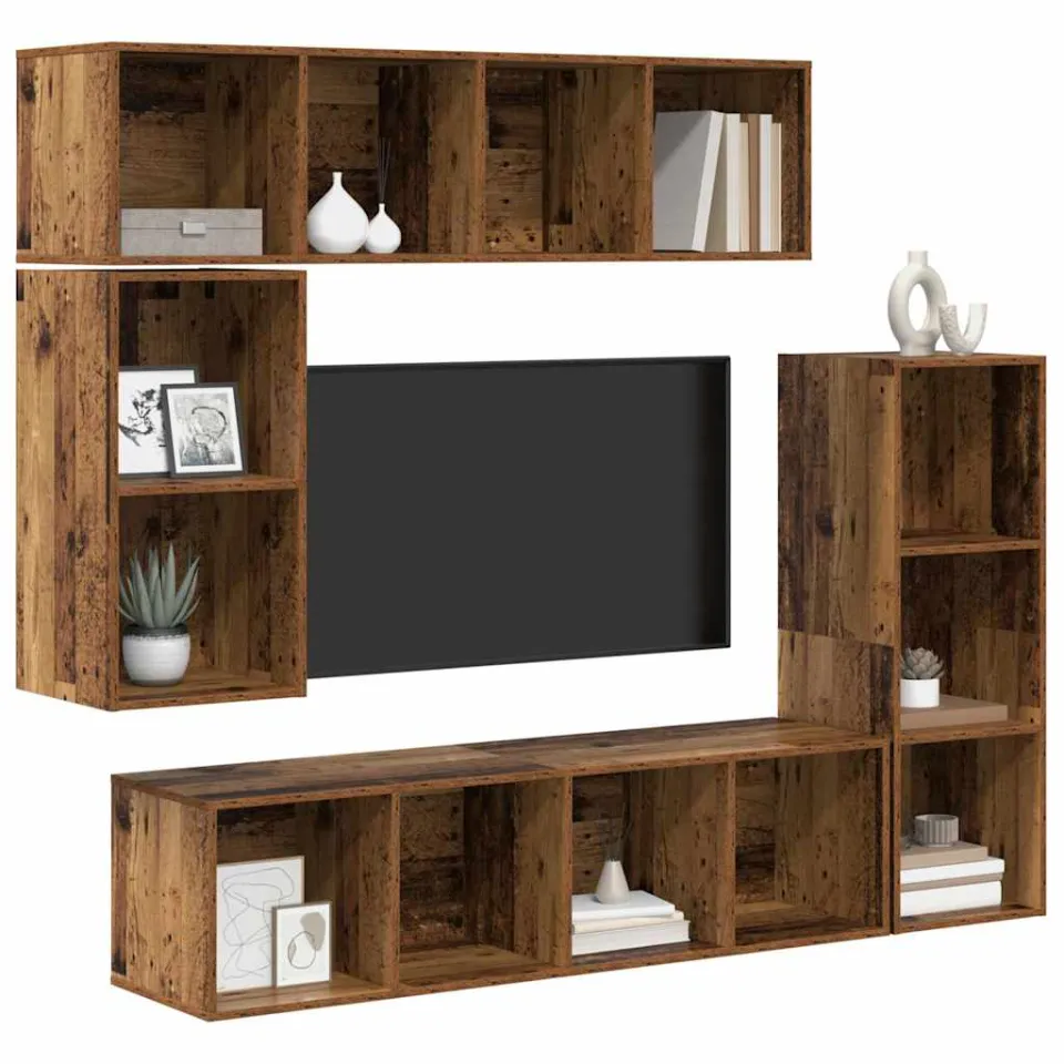 vidaXL Tv-meubelset 4 st 37 x 37 x 142,5 cm Oudhout bruin, foto 3