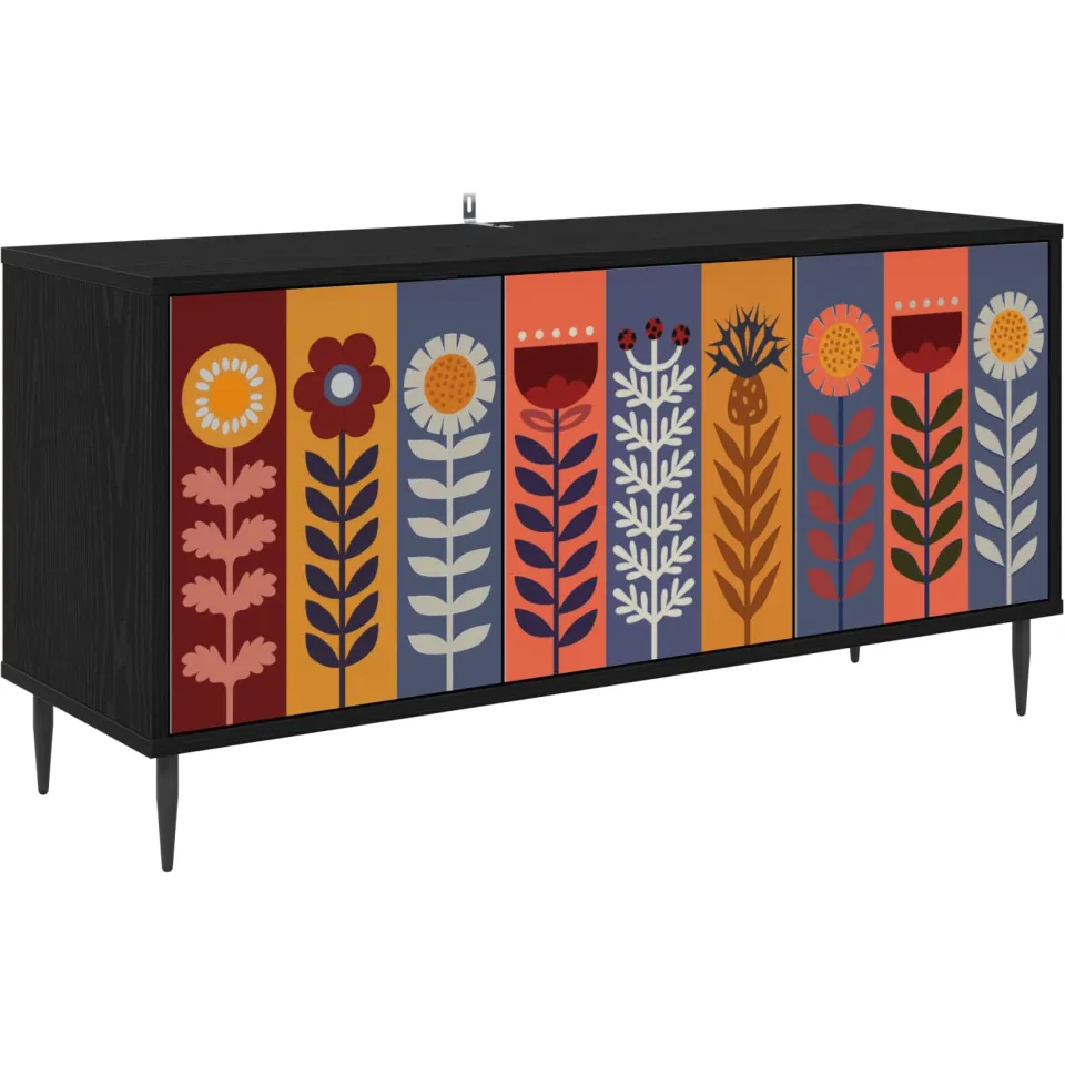 vidaXL Tv-meubel ESSEN 102 x 33 x 51 cm Zwart eiken Bewerkt hout, foto 3