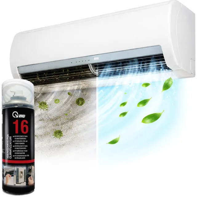 VMD Airco Reiniger Spray 400ml – Verwijdert Geur & Bacteriën – Voor Auto & Huis Airconditioning – Binnenunit Cleaner – VMD Zwart