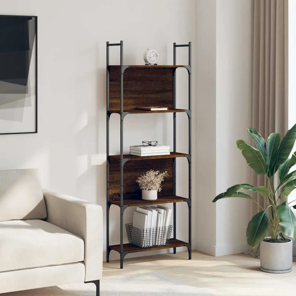 vidaXL Boekenkast 5-laags 60,5x24x166,5 cm bewerkt hout bruineiken, foto 3