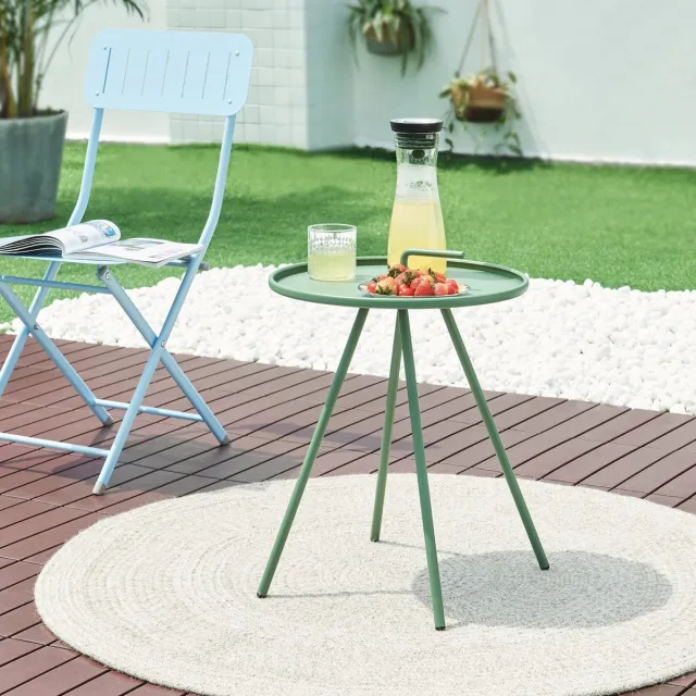 en.casa Tuintafel Fosen rond 55xØ42 cm groen [en.casa]