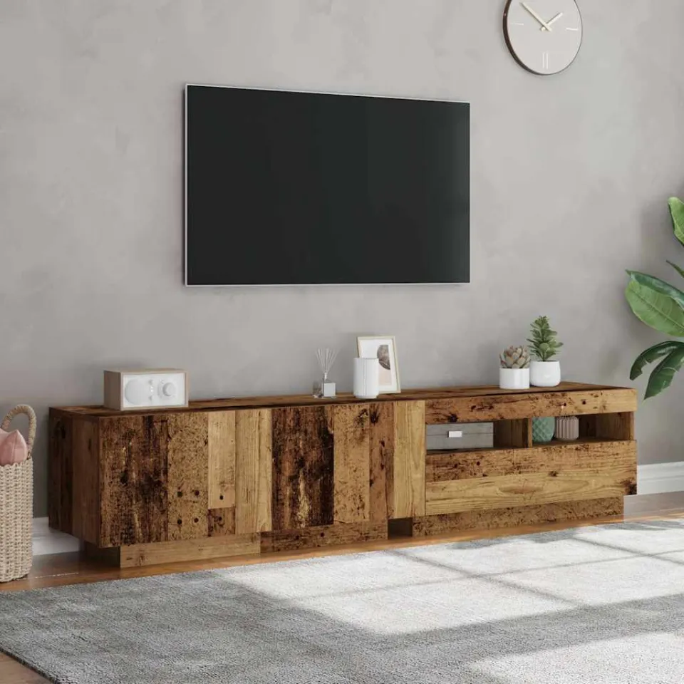 vidaXL Tv-meubel met LED 180x35x40 cm bewerkt hout oud hout bruin, foto 2
