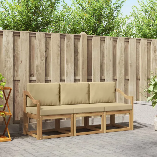 vidaXL Buiten bankenset 3 st White and Beige 185.5 x 63 x 73 cm Bruin