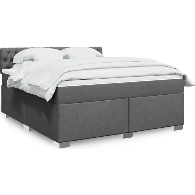 vidaXL Boxspring met matras stof donkergrijs 180x200 cm grijs
