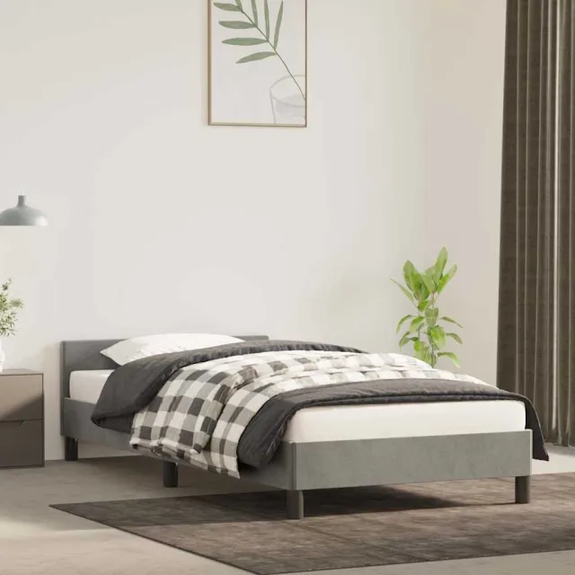 vidaXL Bedframe zonder matras 90x190 cm fluweel lichtgrijs