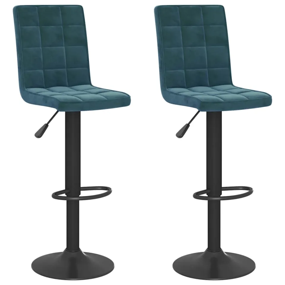 vidaXL Barkrukken 2 st fluweel blauw, foto 3