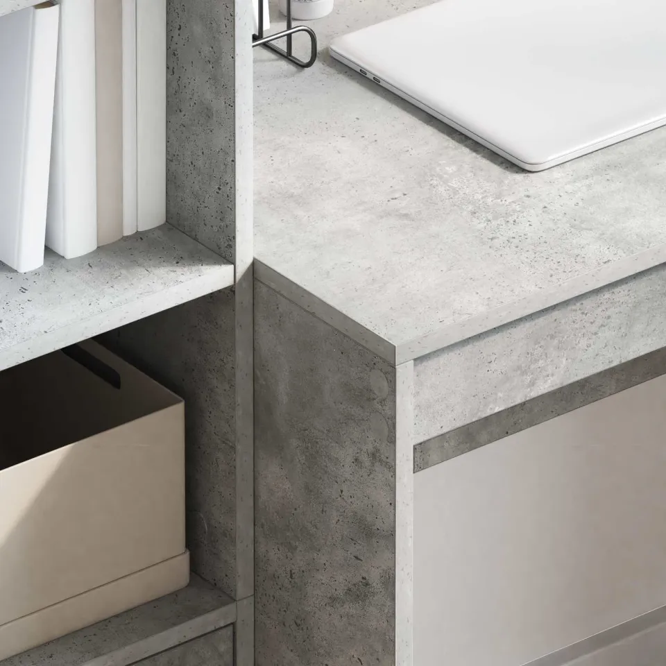 vidaXL Bureau Beton Grijs 145.5 x 50 x 127 cm 2 st, foto 4