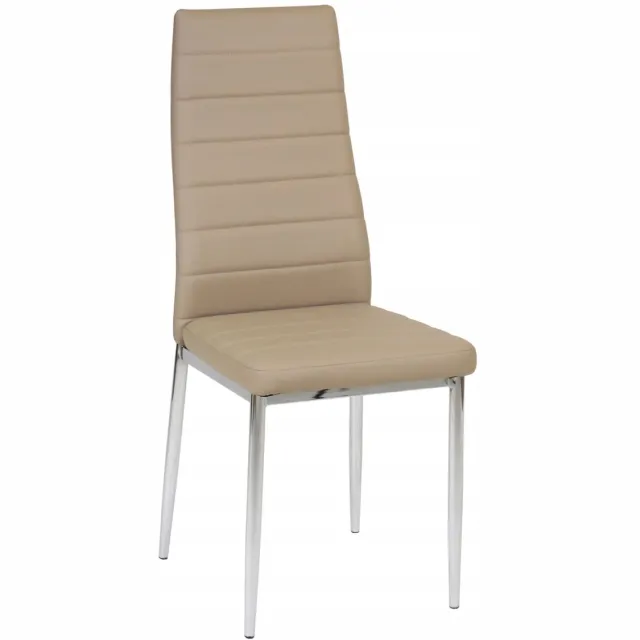 Furnitex DC2-001 - Eetkamerstoel - Cappuccinokleurig kunstleer - Metalen poten Beige;Cappuccino;Metaal