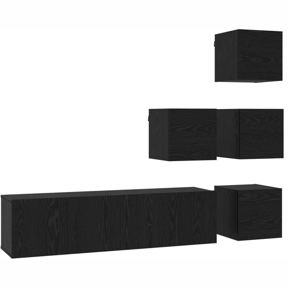 vidaXL Tv-meubelset 6 st Zwart eiken Bewerkt hout, foto 3