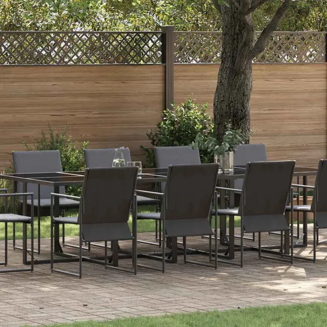 vidaXL Tuin eettafelset 11 st Zwart Staal, foto 2
