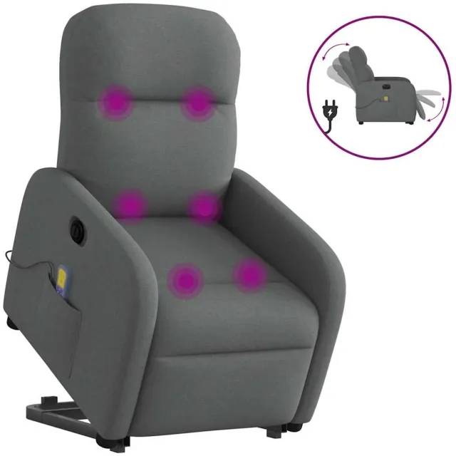 vidaXL Sta-op-massagestoel - elektrisch - verstelbaar - stof - donkergrijs